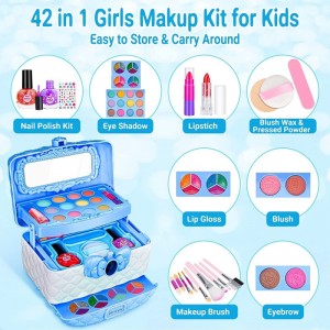 Kids Makeup Kit for Girls 42 Pcs Washable Real Cosmetic Set Frozen Little Girl Pretend Play Beauty Girl Toys Birthday Christm...