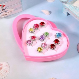 24pcs Girls Birthstone Rings Girl Jewel Rings in Box Adjustable Rings Diamond for Children Little Kids Girl Pretend Play and ...