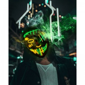 2 Pack LED Halloween Mask Scary Purge Mask with 3 Lighting Modes Light up Face Mask for Halloween Costume Festival Parties Ma...