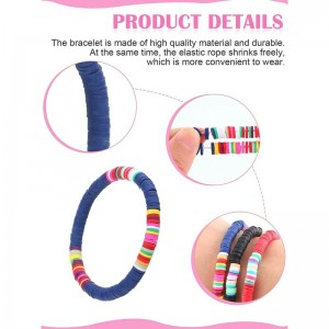 30?Pieces?Heishi?Bracelets?Surfer?Beaded?Bracelets?Rainbow?Clay?Bracelets?Boho?Friendship?Stackable?Bracelets?Summer?Beach?Br...