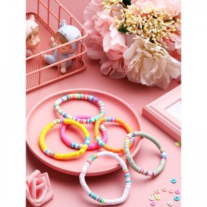 30?Pieces?Heishi?Bracelets?Surfer?Beaded?Bracelets?Rainbow?Clay?Bracelets?Boho?Friendship?Stackable?Bracelets?Summer?Beach?Br...