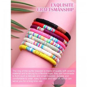 30?Pieces?Heishi?Bracelets?Surfer?Beaded?Bracelets?Rainbow?Clay?Bracelets?Boho?Friendship?Stackable?Bracelets?Summer?Beach?Br...