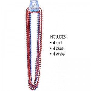 Patriotic Beads Necklaces - Pack of 12 - Red White and Blue Beaded Necklaces for 4th of July Independence Day Memorial Day Ma...