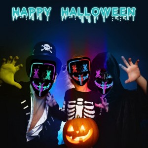 Halloween Scary Mask LED Mask LED Purge Mask [3PACK] LED Light Up Mask EL Wire Light Up for Festival Cosplay Halloween Costum...