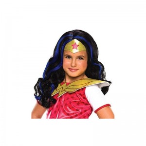 Costume Girls DC Super Hero Wonder Woman Wig Black/Blue Standard $26.30 Kids' Dress-Up Accessories