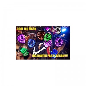 Halloween Mask LED Light Up Purge Mask with LED Gloves Scary Glow Mask Costume with El Wire for Men Women Kids Halloween Fest...