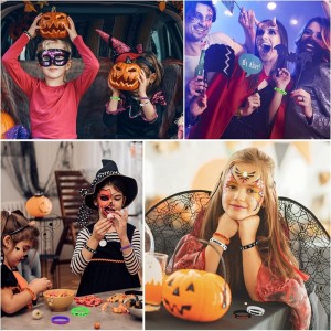 24Pcs Halloween Rubber Wristbands Silicone Bracelets for Kids Halloween Party Favors Supplies $17.10 Kids' Dress-Up Accessories