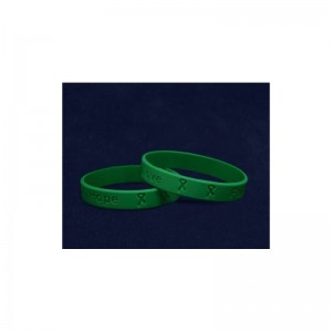 Green Ribbon Wholesale Pack Silicone Bracelets – Green Ribbon Bracelet for Cerebral Palsy Glaucoma Mental Health Liver Cancer...