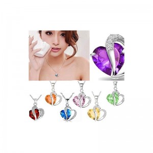 Heart Silver Plated Crystal Diamond Gem Pendant Hollow Silver Chain Necklace Shinning Jewelry for Girl Women $17.18 Kids' Dre...