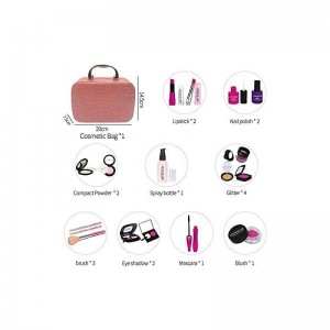 19 Pieces Pretend Makeup Toys for Girls Pretend Play Makeup Kit(Not Real) with Cosmetics Bag Birthday Gifts for Toddler Age 3...