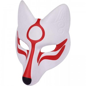PU Foam Fox Mask Kabuki Kitsune Cosplay Japanese Traditional Kimono Accessories Halloween Party Mask $29.05 Kids' Dress-Up Ac...