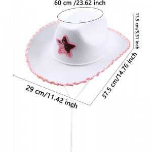 4 Pack Pink Cowboy Hat Cowgirl Hats with Blinking Sequin Tiara Crown Star for Halloween Cosplay Dress up Cowboy Party $49.36 ...