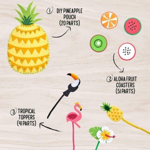 Hawaiian Tropical Themed Craft Kit | Incl. Beautiful Felt Pineapple Sewing Kit | 3 Different Crafts-in-1 | Best Craft Kit for...