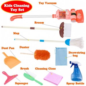 Kids Cleaning Set - 8Pcs Toddler Broom and Cleaning Set with Toy Vacuum Cleaner Pretend Play Children House Cleaning Toys Chr...