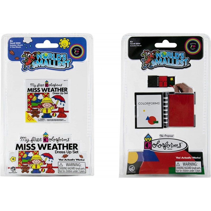 World's Smallest Colorforms Set of 2 - Original and 1962 Miss Weather Dress Up Set $29.07 Toy Kitchen Products World's Smallest Colorforms Set of 2 - Original and 1962 Miss Weather Dress Up Set $29.07 Toy Kitchen Products