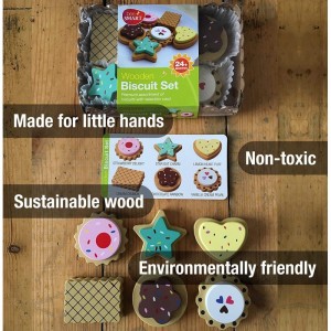 — Wooden Toy Cookies Pretend Play Food with Selection Card and Sturdy Cardboard Serving Tray $27.05 Toy Kitchen Products