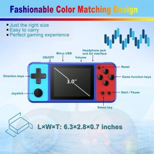 Handheld Game Console for Kids Preloaded 270 Classic Retro Games with 3.0'' Color Display and Gamepad Rechargeable Arcade Gam...