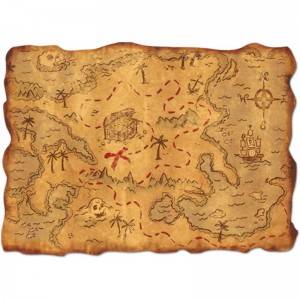 Treasure Chest Pirate Treasure Map Party Decorations Kit with Treasure Map Table Cover Treasure Chest Box Centerpiece and Pla...