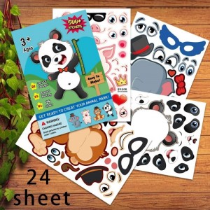 Make a Face Stickers Sheets 24 Sheets Make Your Own Panda Monkey Pig Mix and Match Animal Stickers DIY Stickers for Kids Art ...