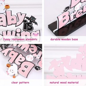 A Baby is Brewing Baby Shower Decorations - Halloween Wooden Centerpiece Sign Pink Halloween Baby Shower Gender Reveal Decor ...
