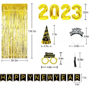 New Years Eve Party Supplies 2023 - Happy New Year Decorations Kit - Includes Banner Hats Glasses Tiaras Balloons Squawkers a...