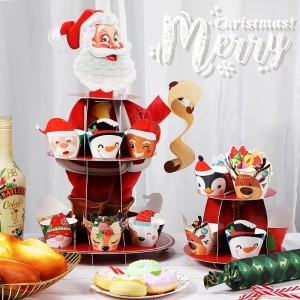 108 Pieces Christmas Cupcake Toppers Wrappers Snowman Santa Claus Reindeer Elf Penguin Gingerbread Christmas Tree Cake Decora...