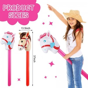 12 Pieces Inflatable Stick Horse Inflatable Horsehead Stick Balloon Cute Horse Sticks Inflatable Horse Cowgirl Party Decorati...