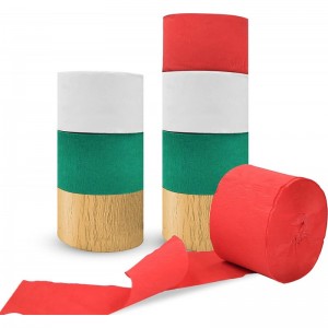 Merry Christmas Party Streamers Paper 8pcs 1.75 inches Wide 100 feet Long Red Gold Green White Party Decoration for Christmas...