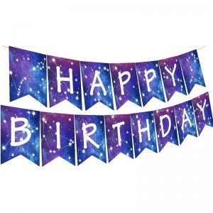 Galaxy Happy Birthday Banner Galaxy Space Astrology Party Decorations for Boys Girls Planet Starry Sky Themed Party Banner Su...