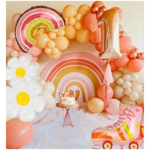 Daisy Balloon Pink Roller Skate Balloons Boho Rainbow Balloon Roller Blade Skate Party Baby Shower Girls Skating Birthday Par...