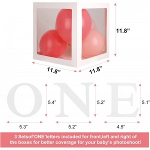 First Birthday Decorations For Boy Or Girl 3 Pcs ONE Balloon Boxes For 1st Birthday Baby Clear Blocks Party Decor ONE Letters...