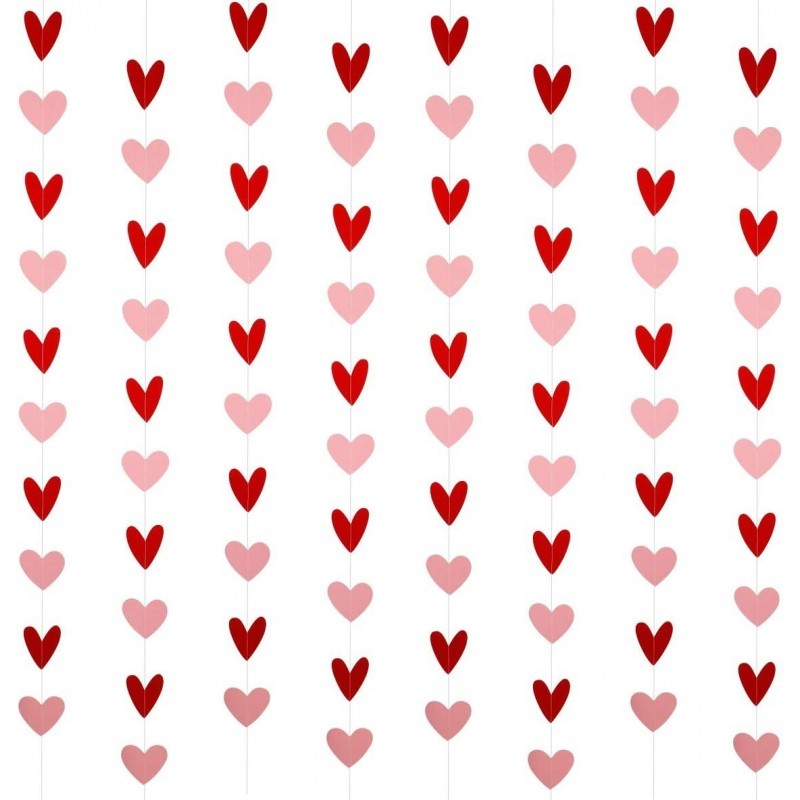 80 Heart Garland Red & Pink- Valentines Day Decoration Hanging Hearts Valentines Day Banner Hanging Valentines Garland Valent...