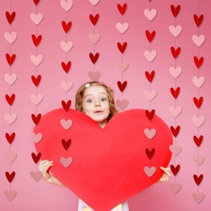 80 Heart Garland Red & Pink- Valentines Day Decoration Hanging Hearts Valentines Day Banner Hanging Valentines Garland Valent...