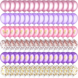 90 Pieces 12 Inch Butterfly Purple Pink Balloon Arch Kit Theme Baby Shower Princess Birthday Party Decorations Pink Purple La...