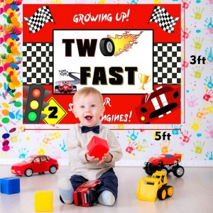 93pcs Two Fast Birthday Decorations Racing Car Theme 2nd Birthday Party Decorations Two Fast Cake Topper Backdrop Tablecloth ...