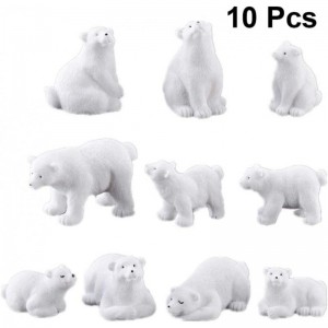10pcs Polar Bear Toy Figurines Set Realistic Plastic Polar Figurines Animal Figures Polar Bear Cake Toppers for Home Decorati...