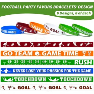 Football Bracelets Accessories 48Pcs Football Rubber Wristbands Inspirational Motivational Bracelets Football Gifts for Teen ...