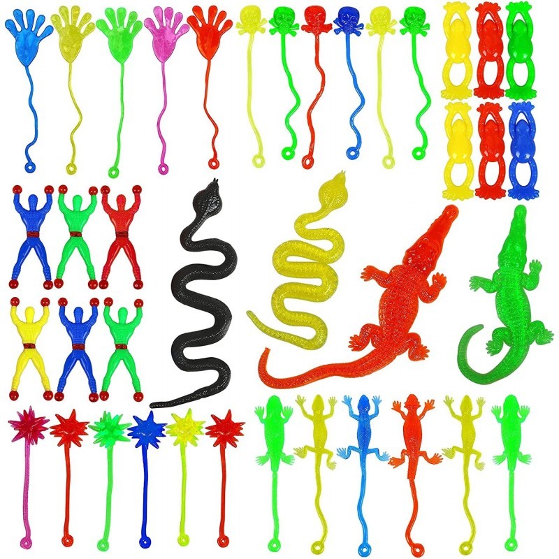 46 Pieces Vinyl Stretchy Sticky Toys Assorted Novelty Large Sticky Hands Hammer Lizards Skull and Flying Frog for Children Ki... 46 Pieces Vinyl Stretchy Sticky Toys Assorted Novelty Large Sticky Hands Hammer Lizards Skull and Flying Frog for Children Ki...