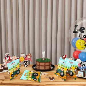 100 Pcs Truck Party Favor Bags Farm Green Tractor Goodie Bags Small Treat Party Bags Plastic Gift Bags with Handles Candy Bag...