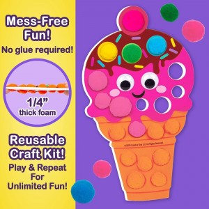 So Yummy! Pom Pom Art Kit for Kids - Create 5 Food-Theme Boards - Color Sorting Activity Set - Toddler Arts and Crafts w/ Sti...