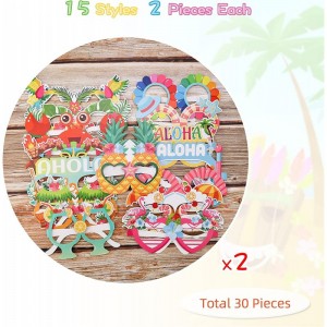 30 Pack Luau Party Glasses Funny Hawaiian Paper Glasses Tropical Fancy Dress Props for Fun Summer Kids Party Favors Hawaii Pa...