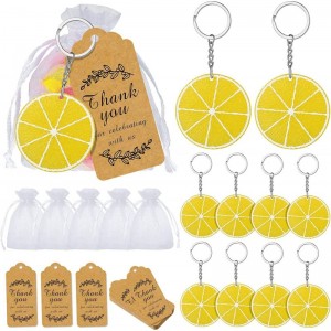 36 Sets Keychain Party Favors Baby Shower Return Favors School Carnival Prizes with Thank You Kraft Tags Organza Gifts Bags f...