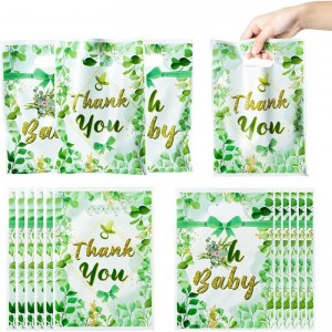 50Pcs Sage Green Baby Shower Party Favors Bags Thank You Candy Treat Bags with Handles Eucalyptus Greenery Gift Plastic Bags ...