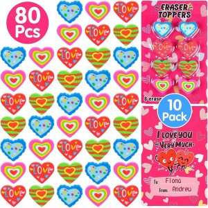 10 Pack Valentines Day Gifts Kids Valentines Day Cards Heart Mini Erasers Valentine Exchange for Classroom Prizes School Supp...