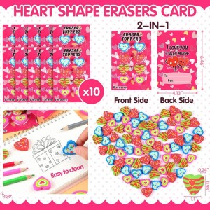10 Pack Valentines Day Gifts Kids Valentines Day Cards Heart Mini Erasers Valentine Exchange for Classroom Prizes School Supp...