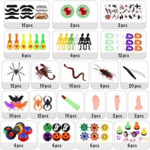 160pcs Halloween Party Favors Set Novelty Prefilled Goody Bags Eyeball Halloween Stamps Stickers Witch Fingers Vampire Teeth ...