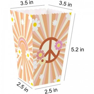 24PCS Two Groovy Popcorn Box Retro Hippie Boho Girl Party Favor Bags Party Gift Goody Treat Candy Popcorn Box for Baby 2 Year...