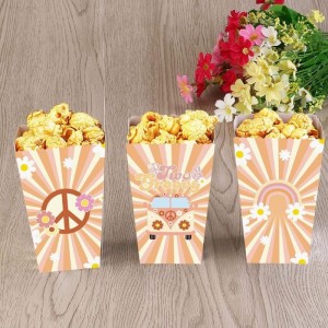 24PCS Two Groovy Popcorn Box Retro Hippie Boho Girl Party Favor Bags Party Gift Goody Treat Candy Popcorn Box for Baby 2 Year...