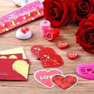 240 Pack Valentine's Day Gift Prizes for Kids Classroom Valentines Party Favors Set for School Gift Exchange Cards Heart Glas...