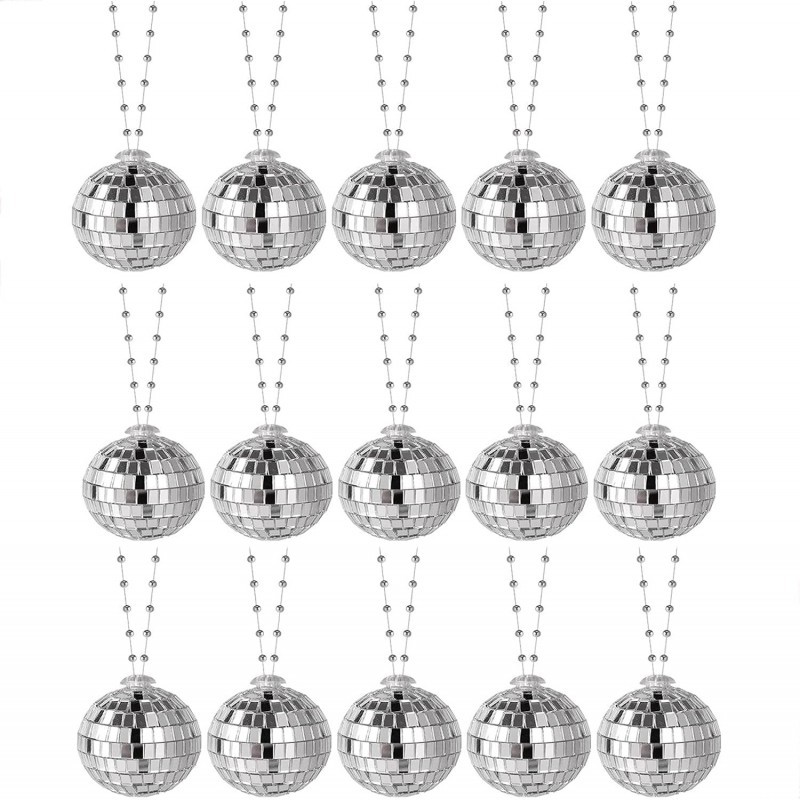 15Pcs Disco Mirror Party Ball Necklaces for 1970s Disco Accessories 70s Party Favors Theme Supplies Decorations Cosplay Props...